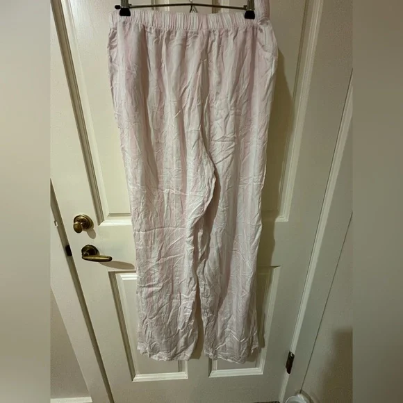 VICTORIA SECRET Lounge Pants Sleepwear Cotton Blend Pajama Pink White Stripe - Picture 5 of 9